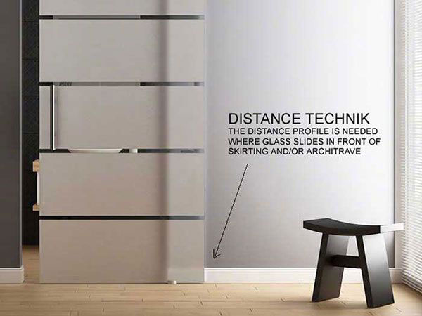 Distance extension profile for walls with architrave and skirting