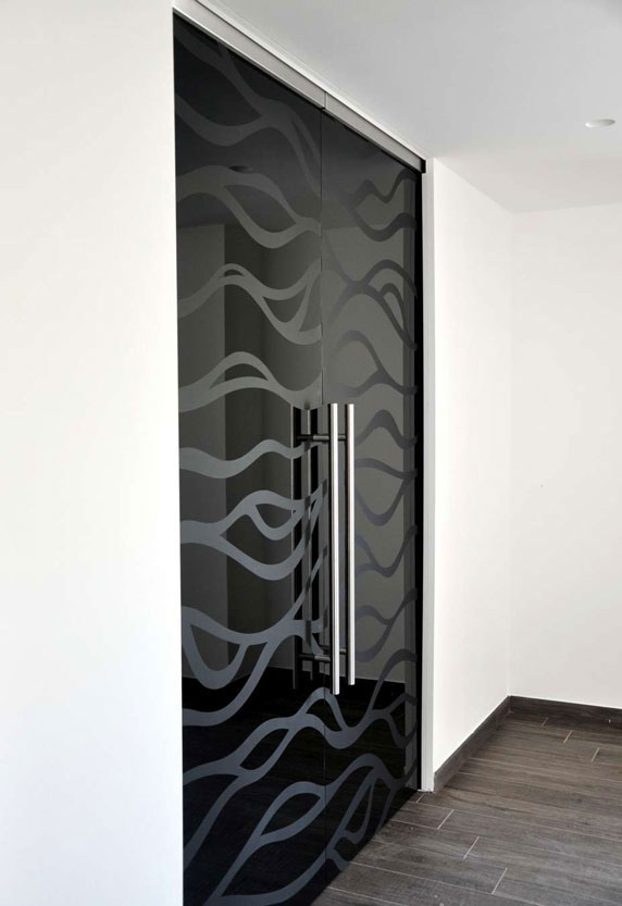 tinted glass door - with or without sandblasted pattern