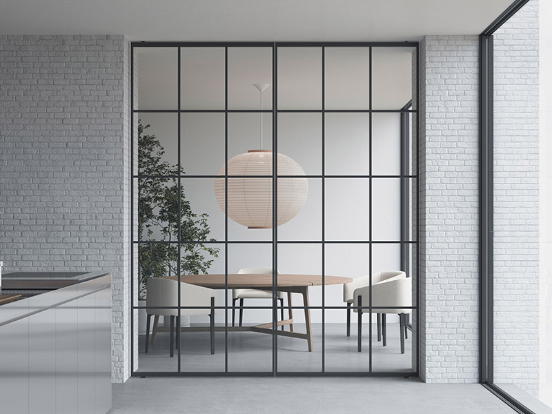 img 19 Piazza Grafic Crittall style pivot doors in 5 x 3 design