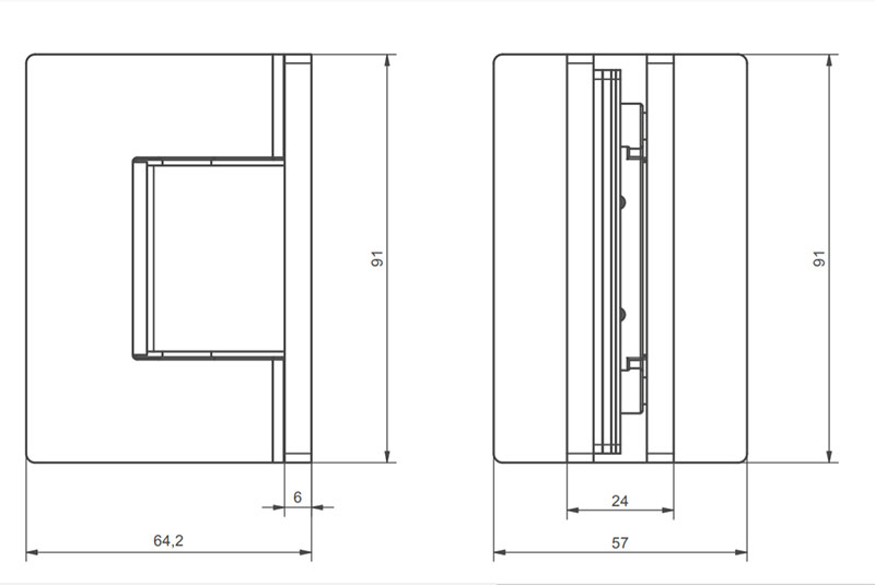 deco frameless glass door hinge dimensions