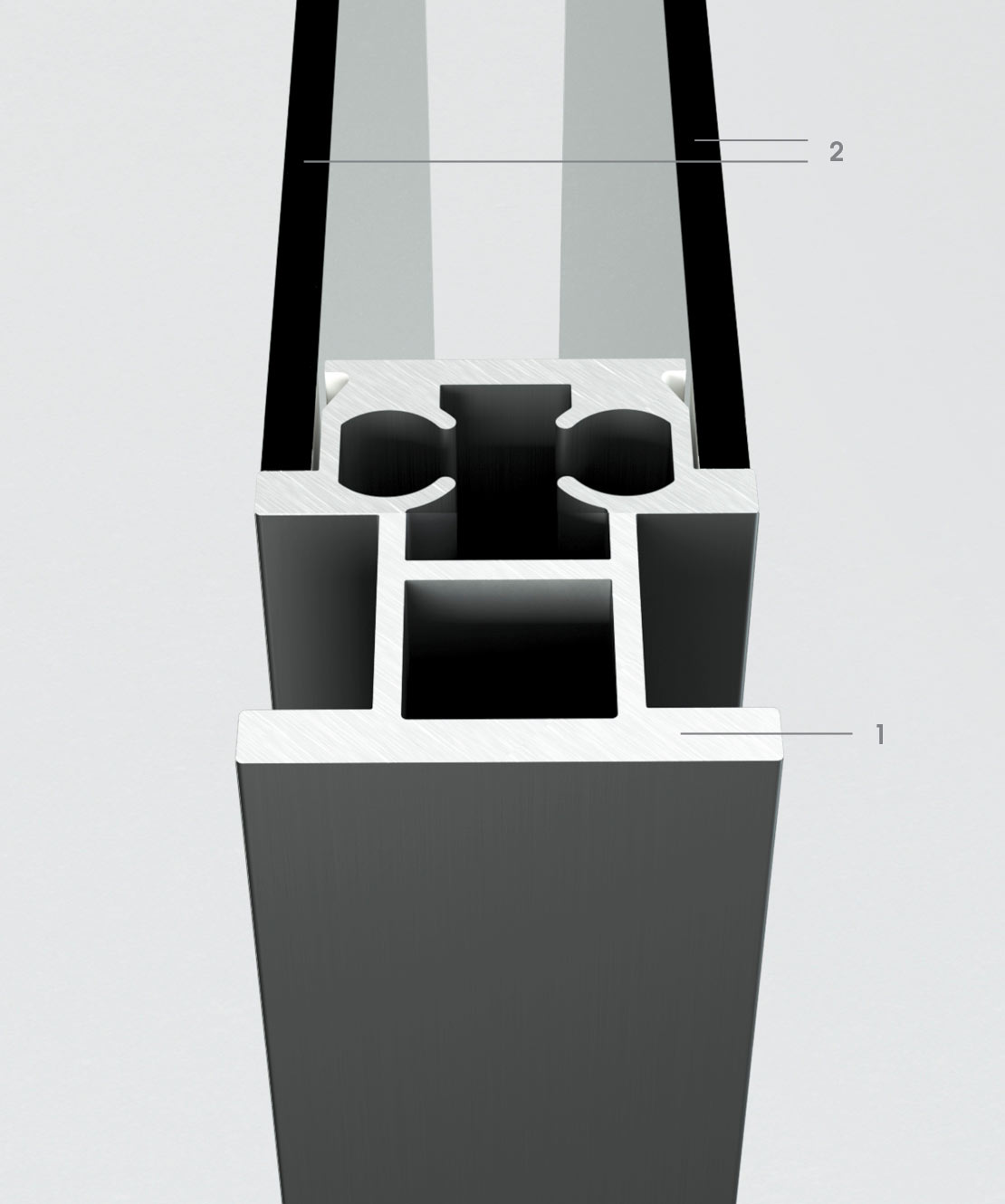 cross section of duet door panel