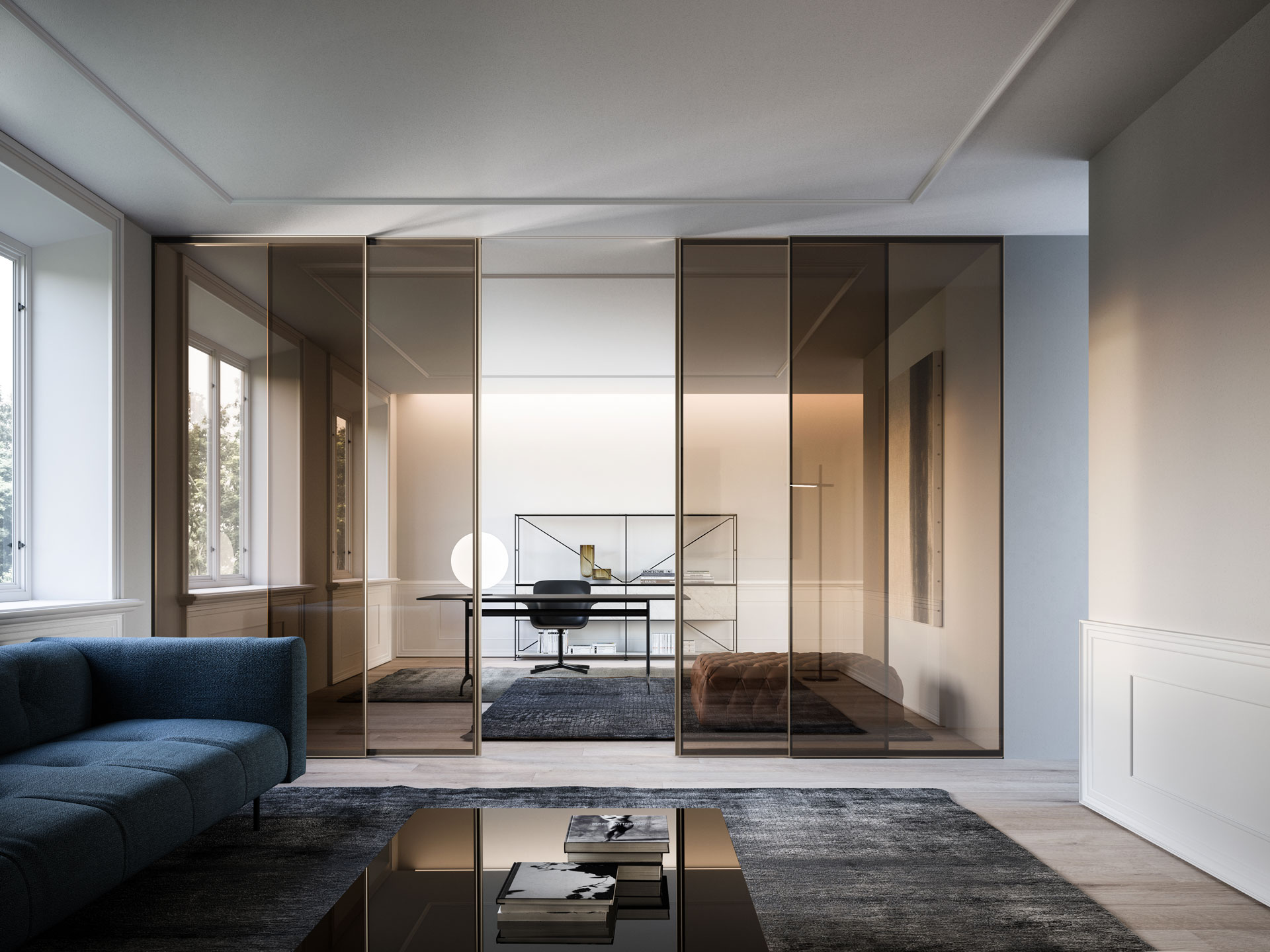 Duet sliding double doors with panels