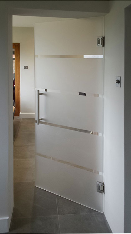 linea sandblasted design frameless glass door