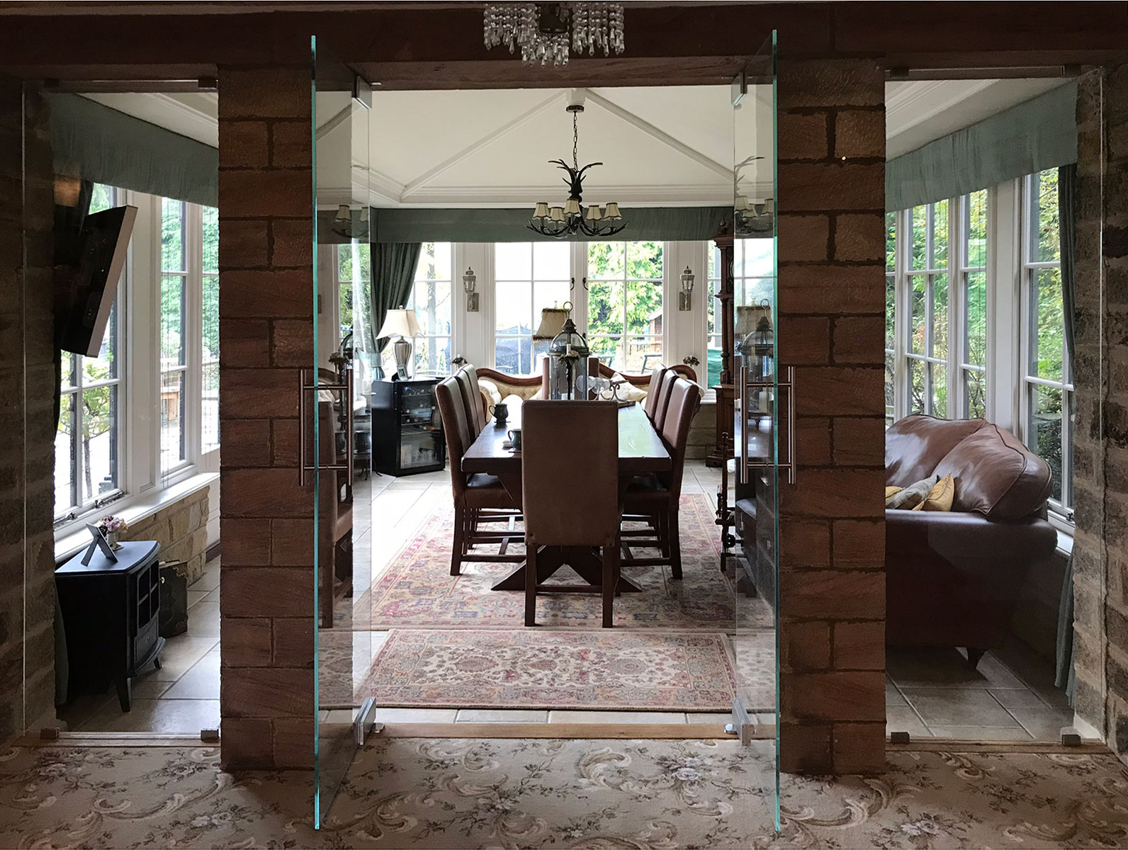 frameless glass pivot doors and panels
