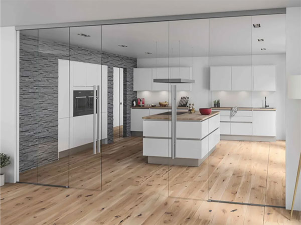 Project sliding system for glass doors