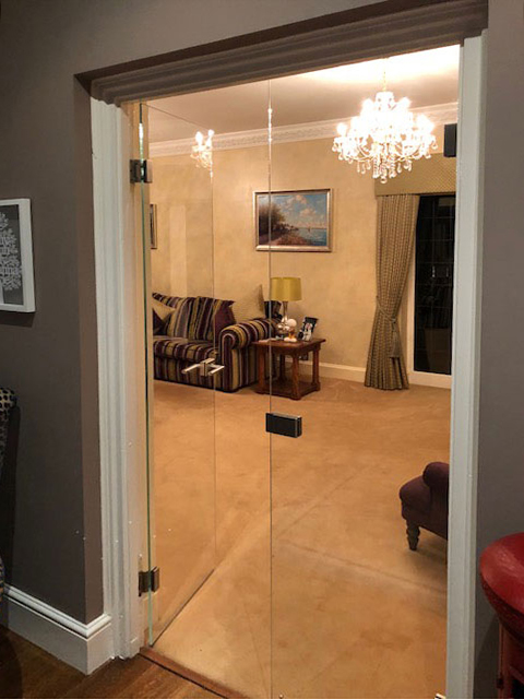 clear glass double doors