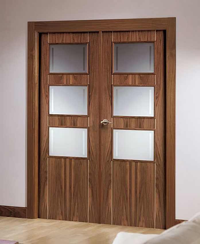 Malaga 3 light  interior door walnut